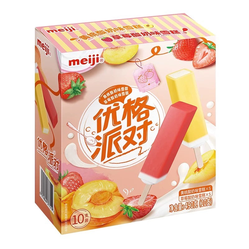 Meiji Yellow Peach and Strawberry Flavor Ice-cream 490g (10pcs) Dubai only