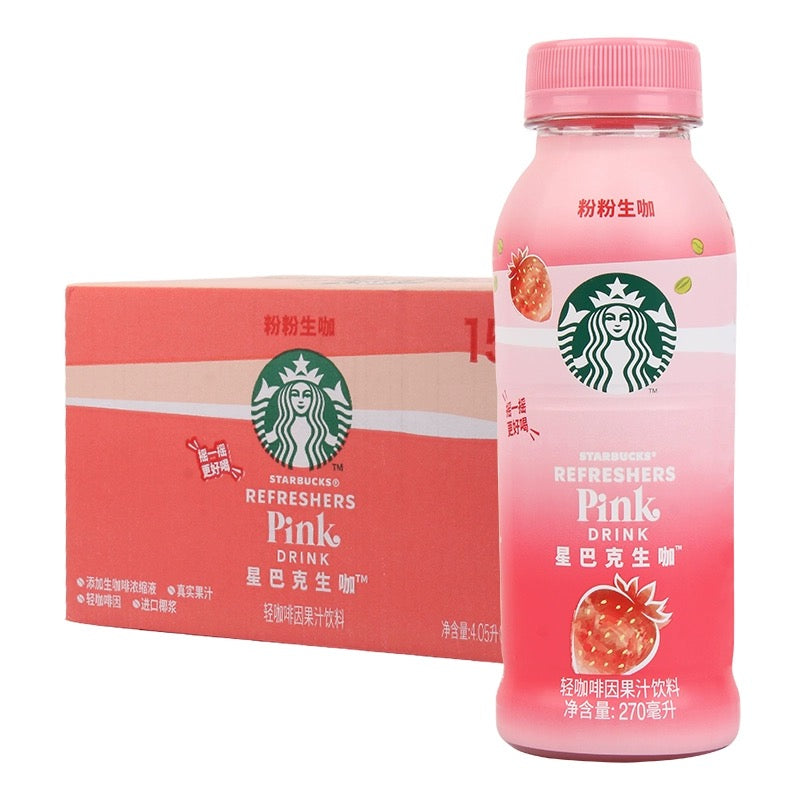 Starbucks Refreshers Pink Drink Strawberry Flavor 270ml （15 Bottles）